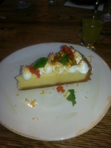 tutti fruitti lemon meringue pie- with With limoncello & crunchy pistachio brittle.