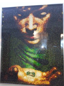 A piece of art made from those expensive little jelly beans - this one is of Frodo