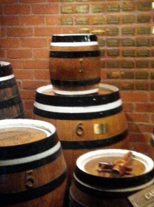 every week the Speight workers were paid in wages and 23 litres of beer. the single barrell up the top is one of 23 that they would get to take home every week.